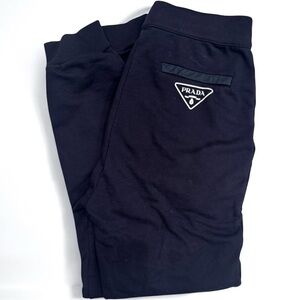 Prada Men’s Nylon Detail Navy Sweatpants Jogger with Logo Sz Small $2000 retail